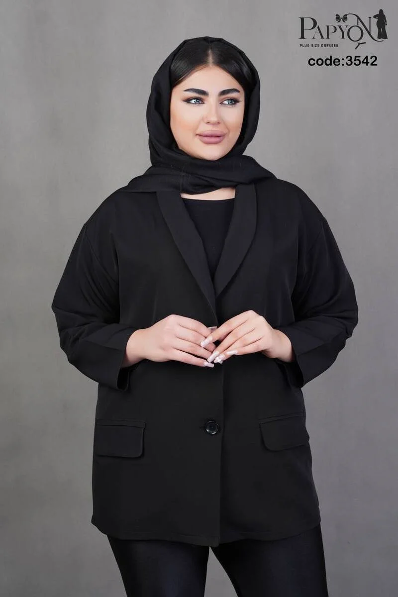 کت زنانه سایز بزرگ مازراتی مدل 3542 مشکی