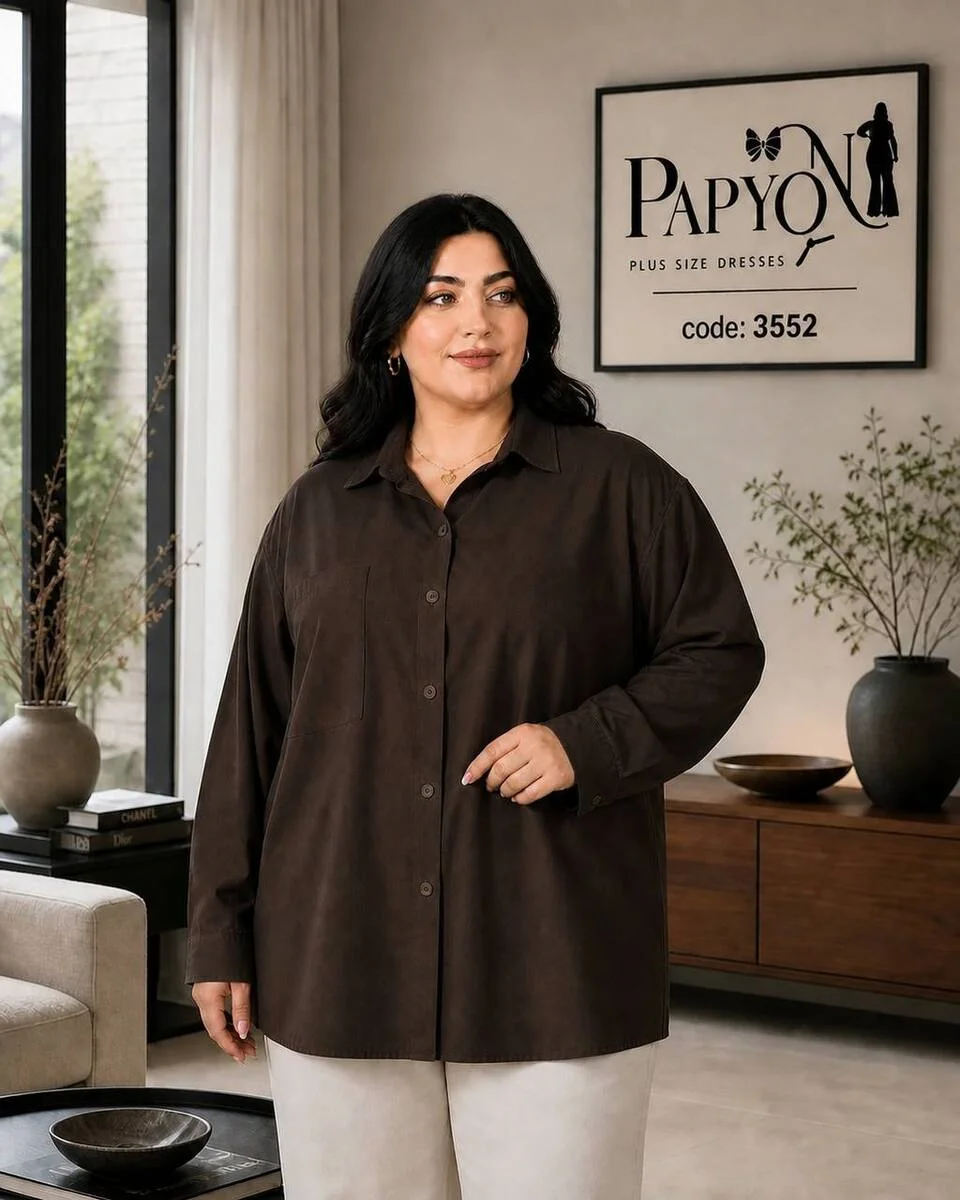 شومیز زنانه اورسایز پری‌مودال خنک سایز بزرگ پاپیون کد ۳۵۵۲