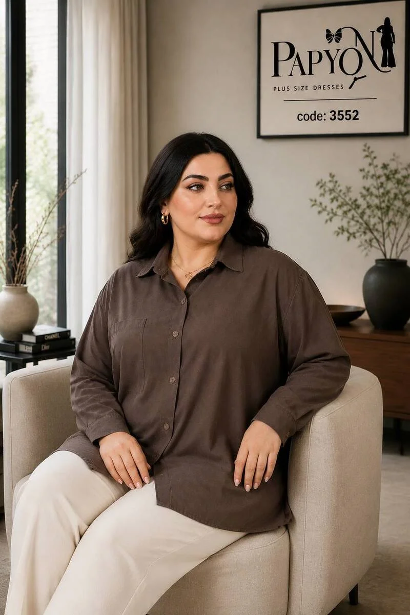 شومیز زنانه اورسایز پریمودال خنک سایز بزرگ پاپیون کد ۳۵۵۲
