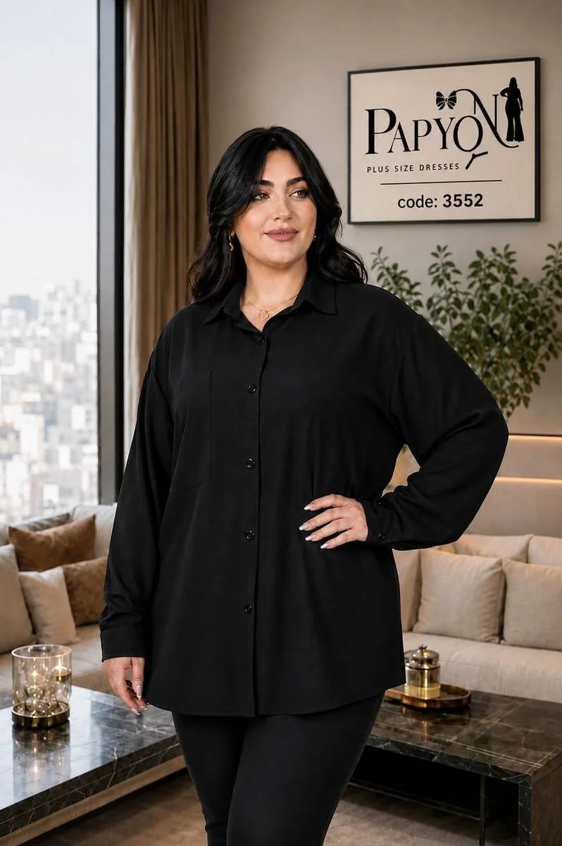 شومیز زنانه اورسایز پریمودال خنک سایز بزرگ پاپیون کد ۳۵۵۲