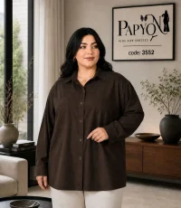 شومیز زنانه اورسایز پری‌مودال خنک سایز بزرگ پاپیون کد ۳۵۵۲