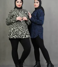 شومیز مانتویی پلنگی کتان پنبه درجه یک کد 3527